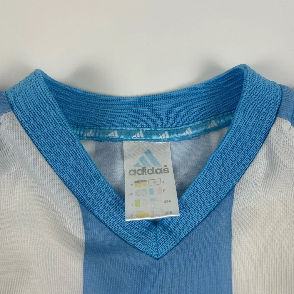 Adidas Men's SZ L VTG Argentina Mesh Soccer Y2K Blank Jersey Light Blue